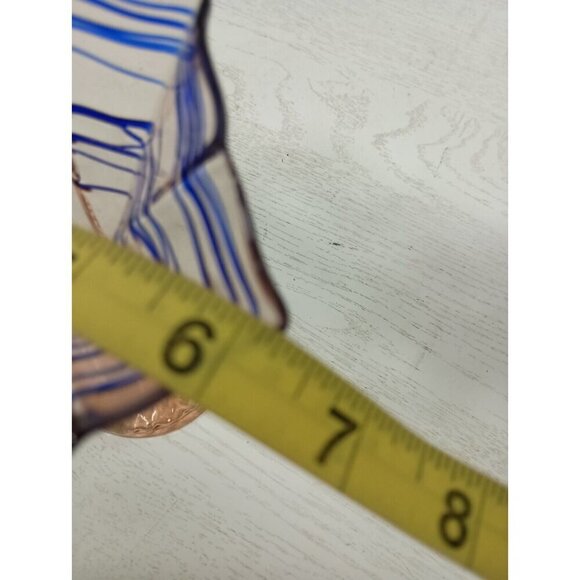 VTG Bohemian Hand Blown Art Glass Vase Pink Blue Flare Rim MCM Czechoslovakia - Picture 11 of 11